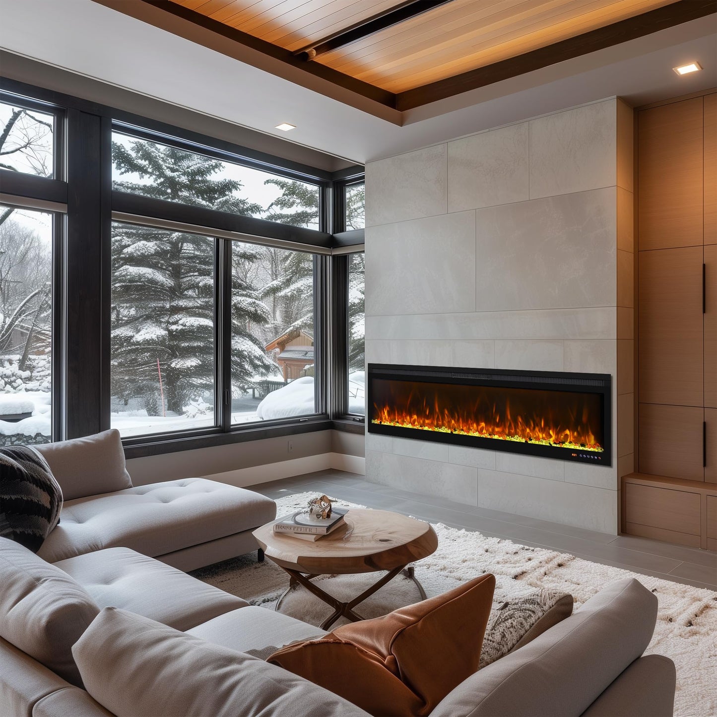 Mystflame 3D La Perla 60 realistischer Wand-Elektrokamin (BxHxT) 1524x450x160 mm