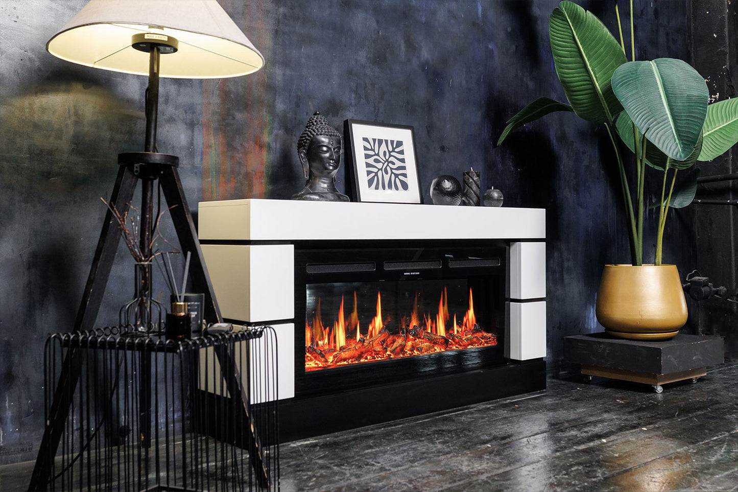 Elektrische wandhaard met houtblokken en verwarmingsfunctie Mystflame V-Art 40 (BxHxD) 1016x450x172 mm