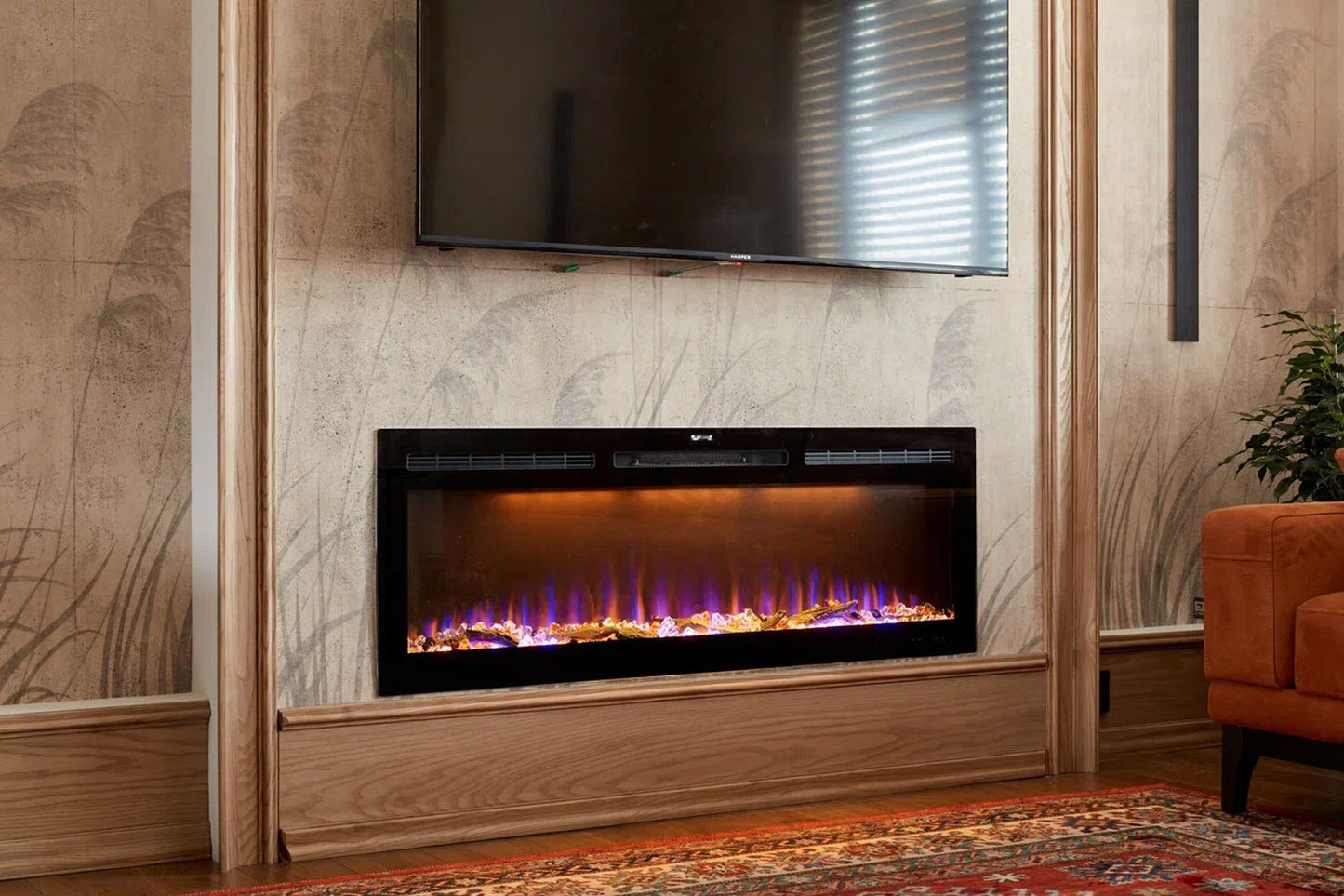 Moderner elektrischer Kamin Mystflame Crystal 60 Wi-Fi (BxHxT) 1524x450x145 mm