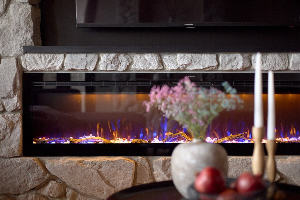 Moderner elektrischer Kamin Mystflame Crystal 50 Wi-Fi (BxHxT) 1270x450x145 mm