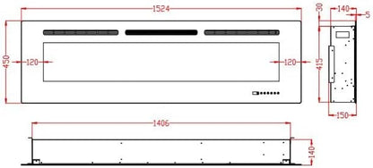 Dekorativer elektrischer Wandkamin Mystflame Galaxy 60 (BxHxT) 1520x450x145 mm