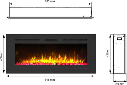 Dekorativer elektrischer Wandkamin Mystflame Galaxy 36 (BxHxT) 915x450x145 mm
