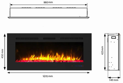 Dekorativer elektrischer Wandkamin Mystflame Galaxy 42 (BxHxT) 1070x450x145 mm