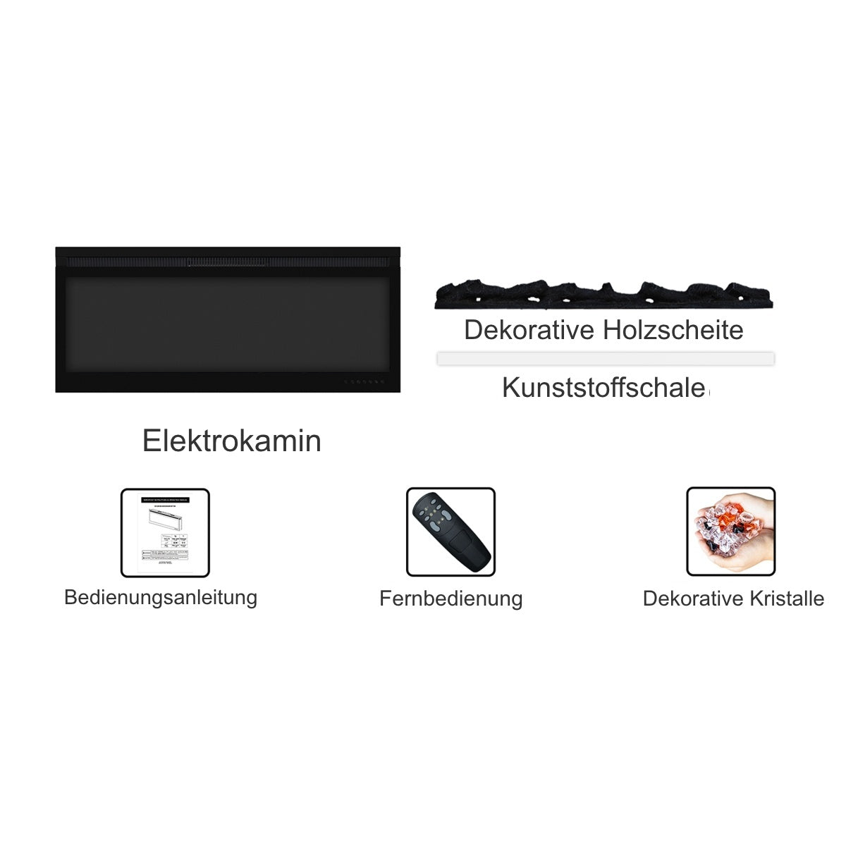 Mystflame 3D La Perla 72 realistischer Wand-Elektrokamin (BxHxT) 1829x450x160 mm