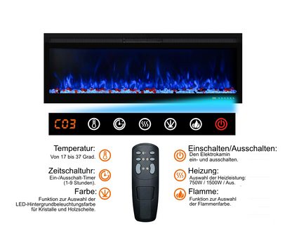 Mystflame 3D La Perla 72 realistischer Wand-Elektrokamin (BxHxT) 1829x450x160 mm