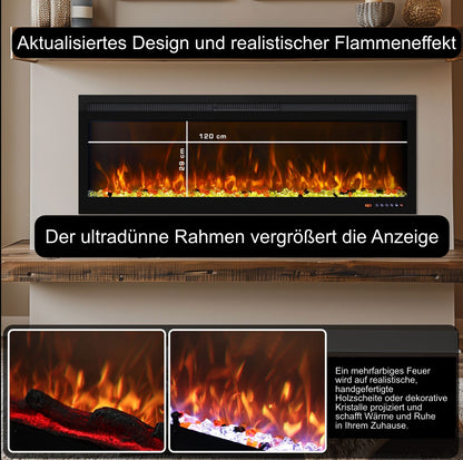 Mystflame 3D La Perla 50 realistischer Wand-Elektrokamin (BxHxT) 1270x450x160 mm