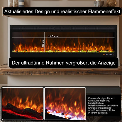 Mystflame 3D La Perla 60 realistischer Wand-Elektrokamin (BxHxT) 1524x450x160 mm