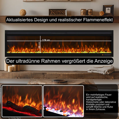 Mystflame 3D La Perla 72 realistischer Wand-Elektrokamin (BxHxT) 1829x450x160 mm