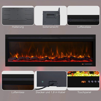 Mystflame 3D La Perla 50 realistischer Wand-Elektrokamin (BxHxT) 1270x450x160 mm
