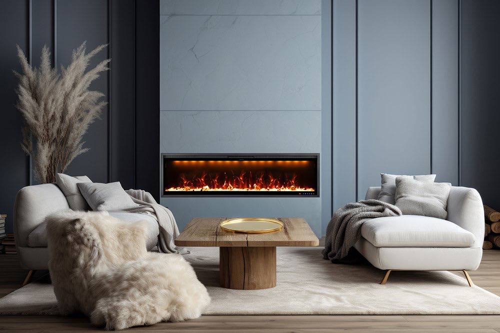 Moderner elektrischer Kamin Mystflame Crystal 72 Wi-Fi (BxHxT) 1830x450x145 mm